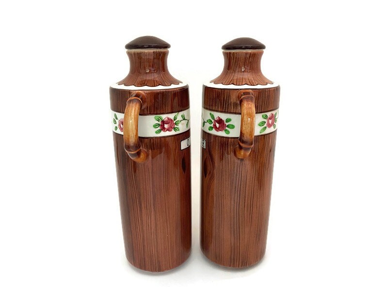 Vintage Orchard Ware Oil and Vinegar Ceramic Cruets - Duckwells