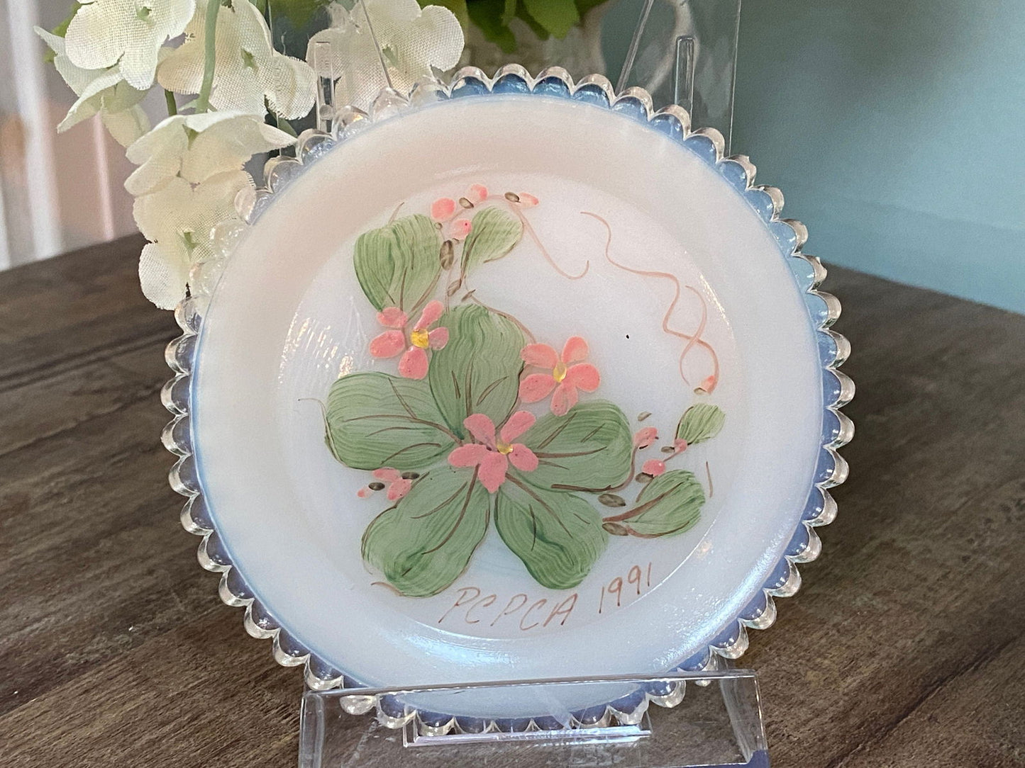 Vintage Pairpoint Glass Cup Plate - Hand Painted PCPCA Convention 1991 - Duckwells
