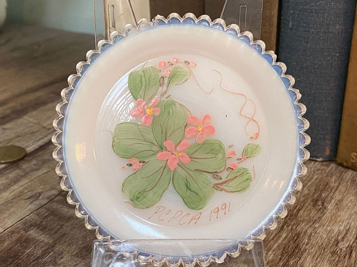 Vintage Pairpoint Glass Cup Plate - Hand Painted PCPCA Convention 1991 - Duckwells