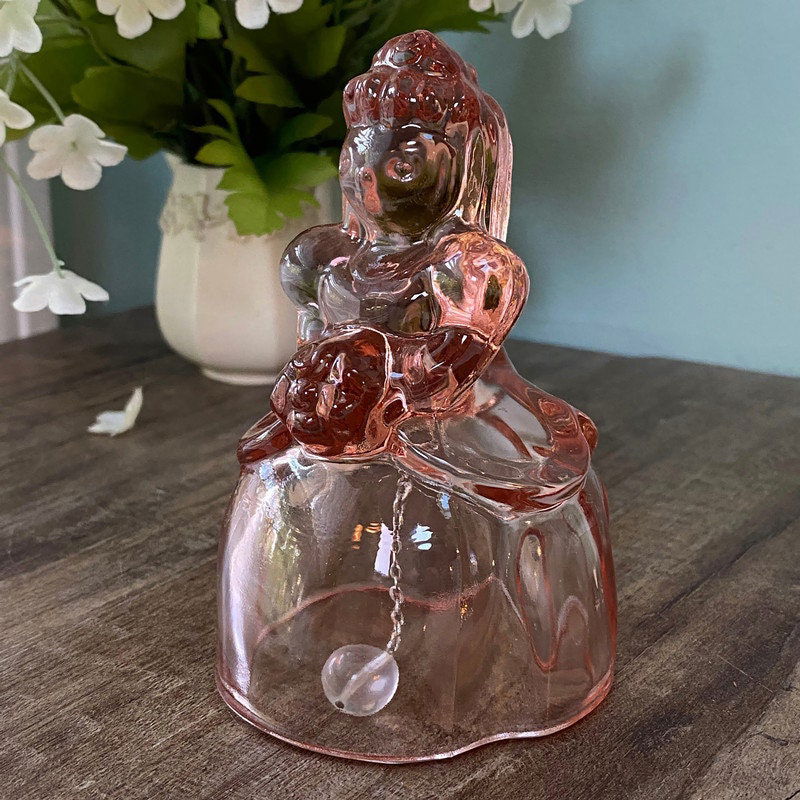 Vintage Pink Glass Bride Bell by Imperial Glass - Duckwells