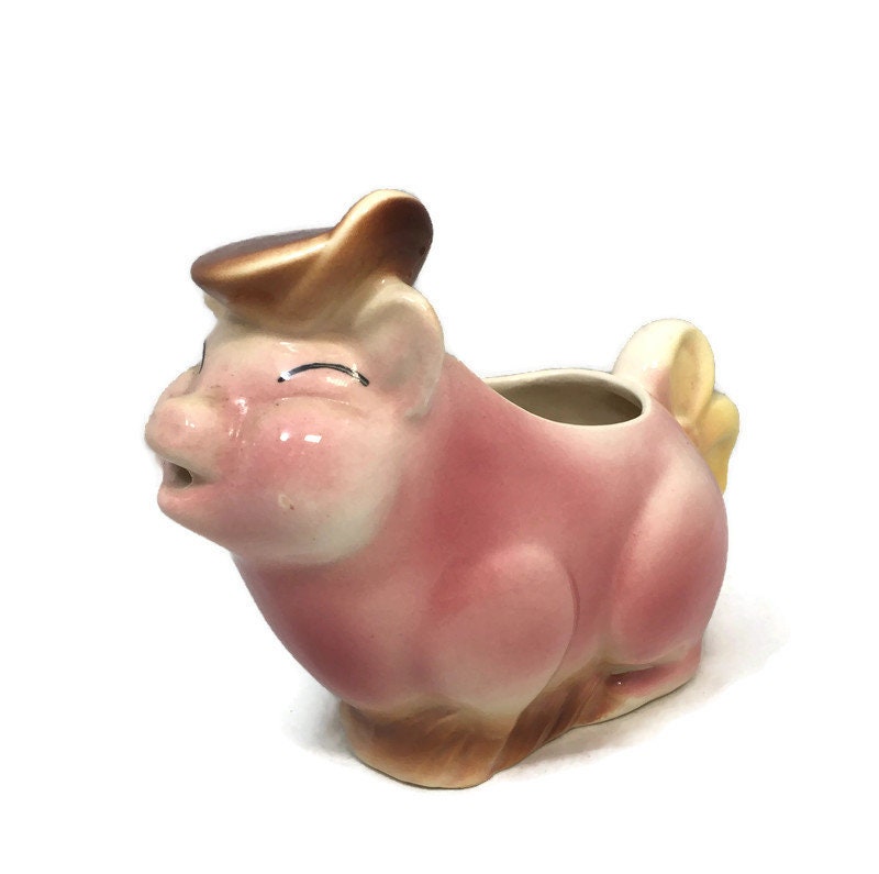 Vintage Pink Pig Creamer at Duckwells