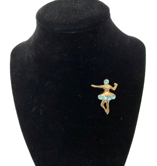 Vintage Rhinestone Ballerina Brooch at Duckwells