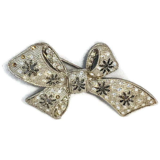 Vintage Rhinestone Bow Brooch at Duckwells