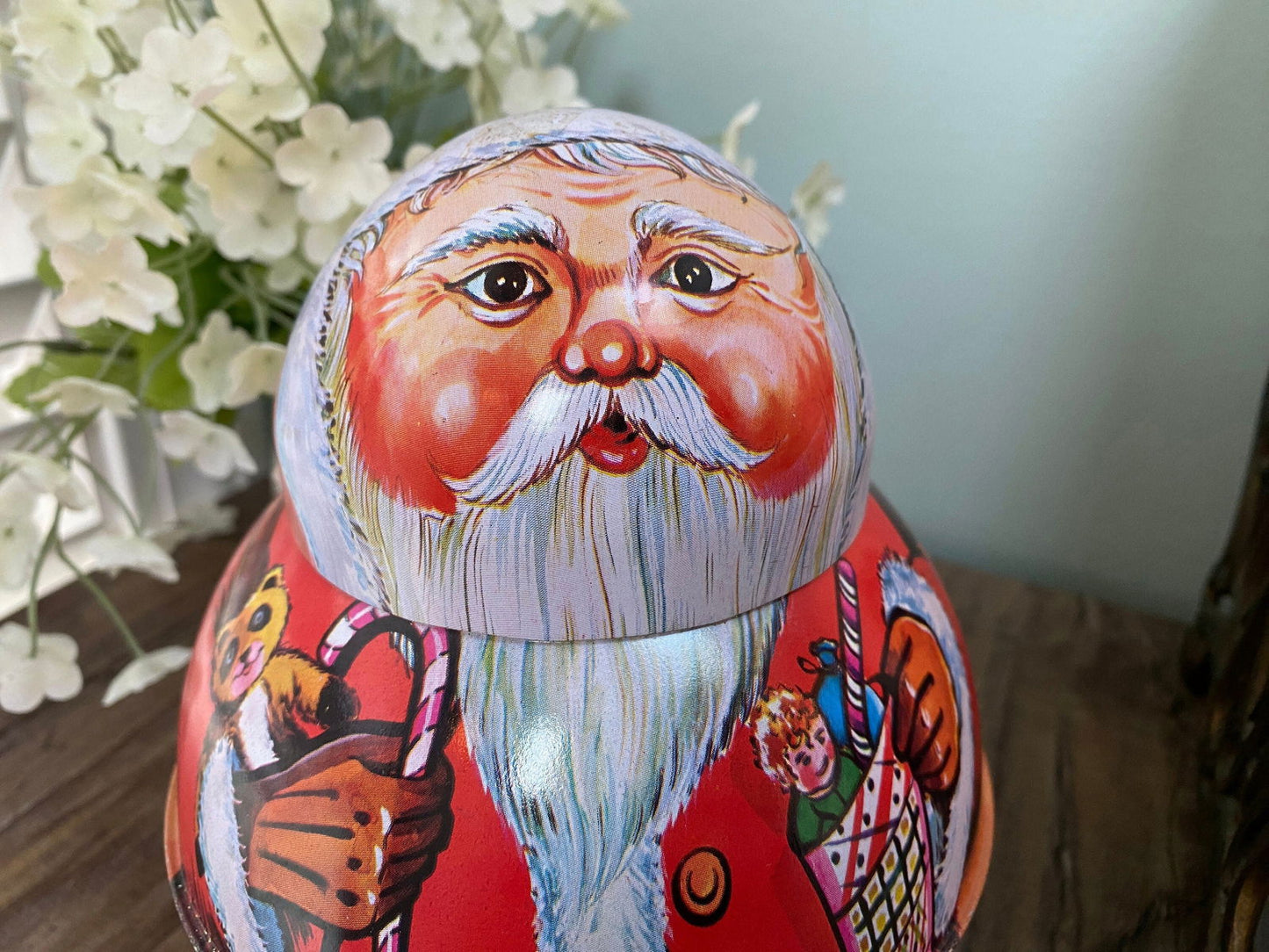 Vintage Santa Claus Roll Poly Tin at Duckwells