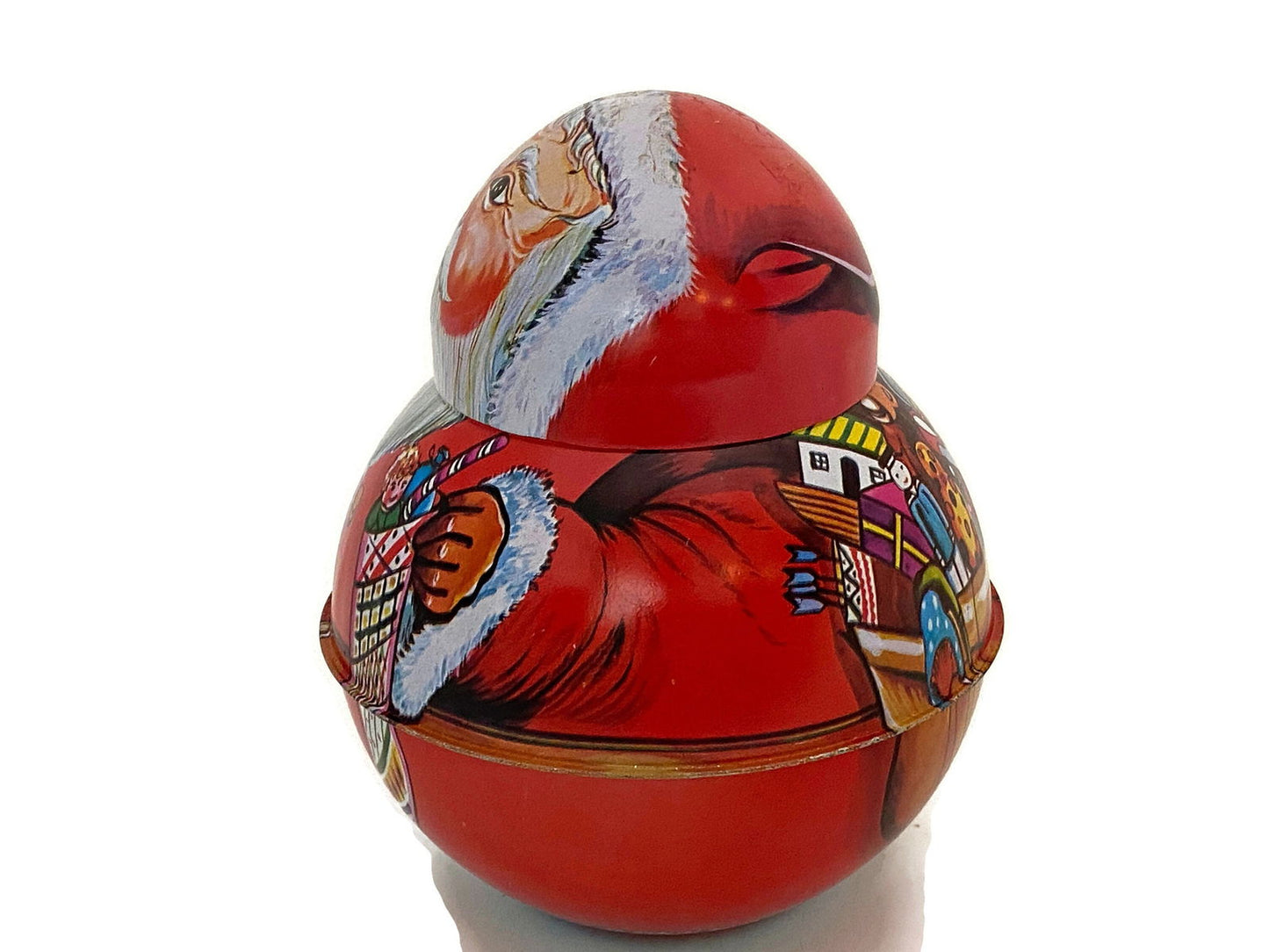Vintage Santa Claus Roll Poly Tin at Duckwells
