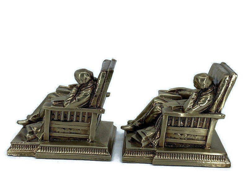 Vintage Sleeping Scholar Bookends - Duckwells