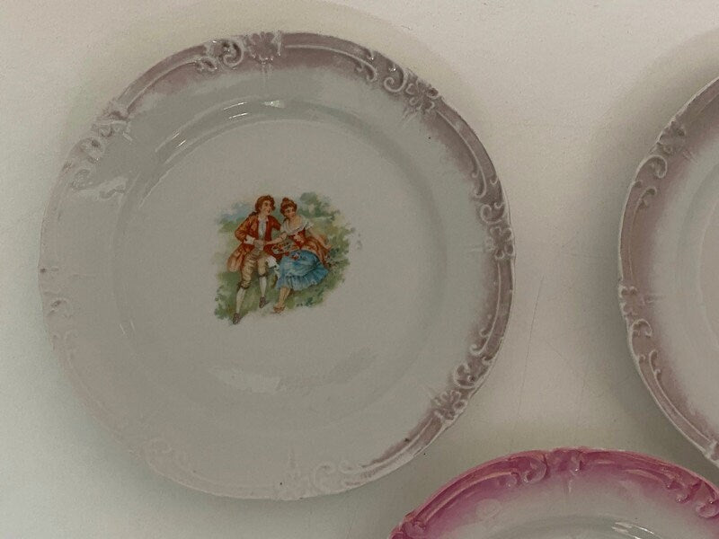 Vintage Small Plates with Center Courting Couple at Duckwells