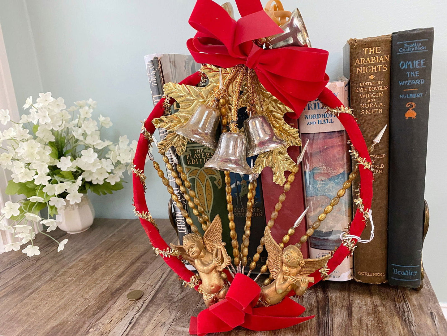 Vintage Small Wreath with Mercury Glass Bead Picks - Duckwells