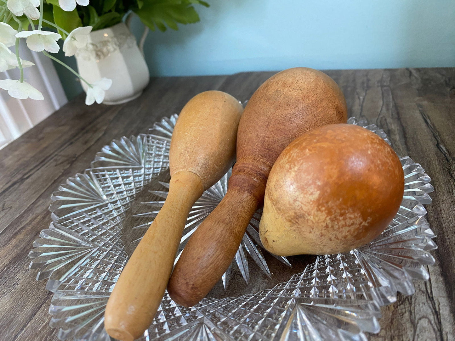 Vintage Sock Darners Two Handled Wood and a Rare Hollowed Gourd - Duckwells