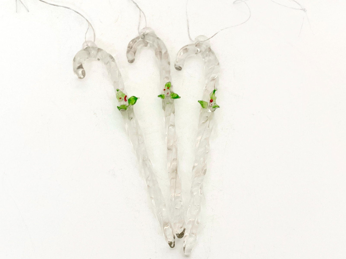 Vintage Spun Glass Candy Cane Ornaments - Duckwells