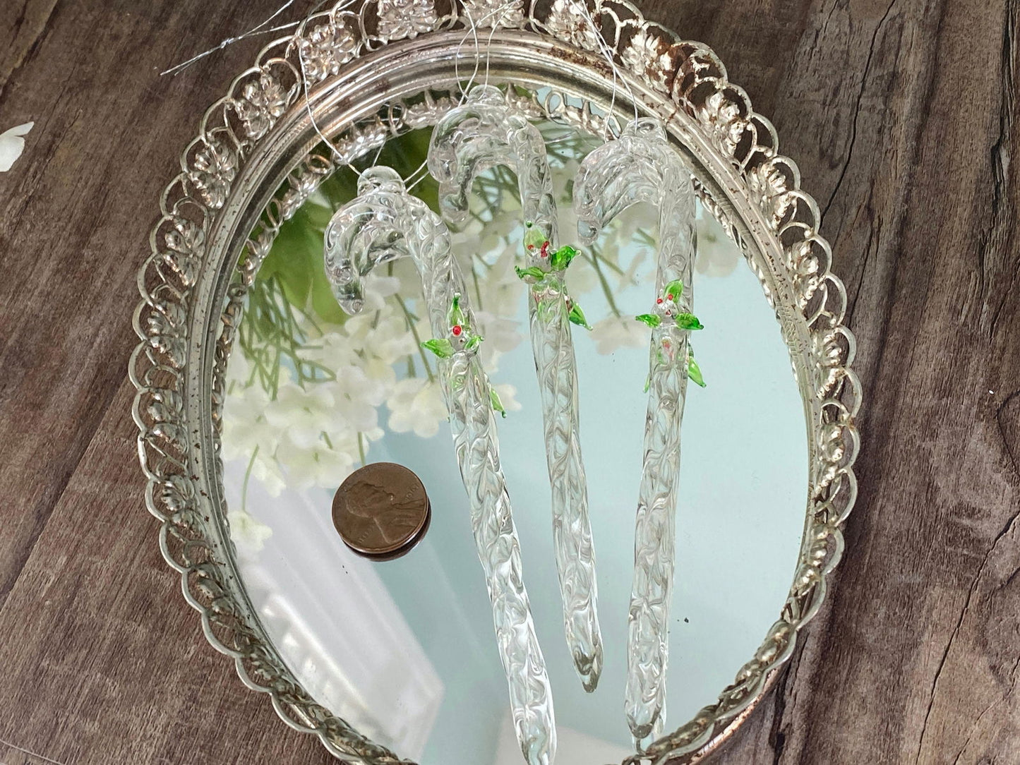 Vintage Spun Glass Candy Cane Ornaments - Duckwells