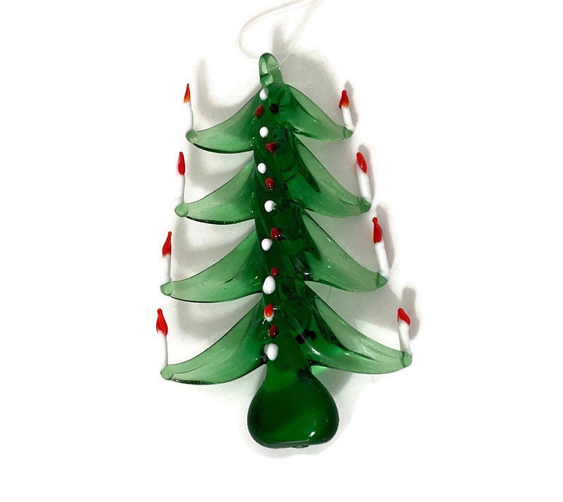 Vintage Spun Green Glass Christmas Tree Ornament - Duckwells