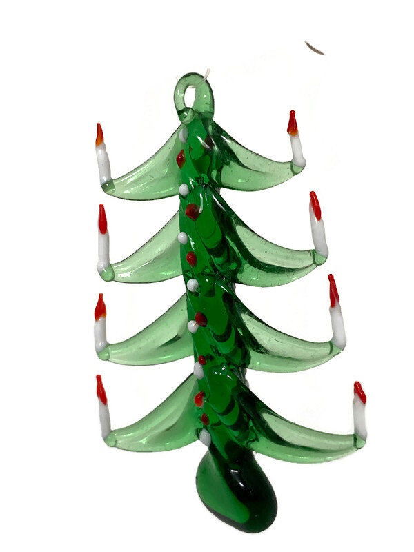 Vintage Spun Green Glass Christmas Tree Ornament - Duckwells