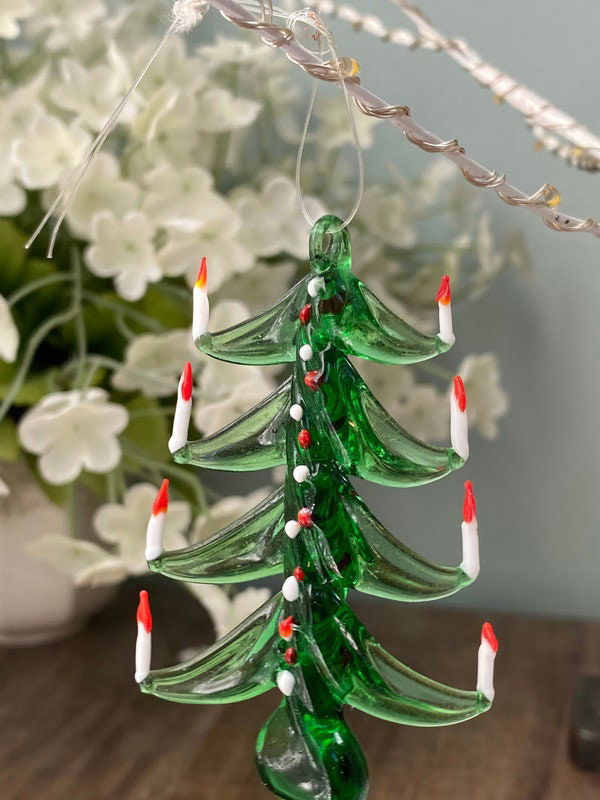 Vintage Spun Green Glass Christmas Tree Ornament - Duckwells