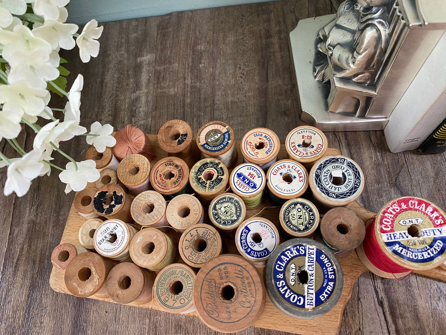 Vintage Thread Wood Spools at Duckwells
