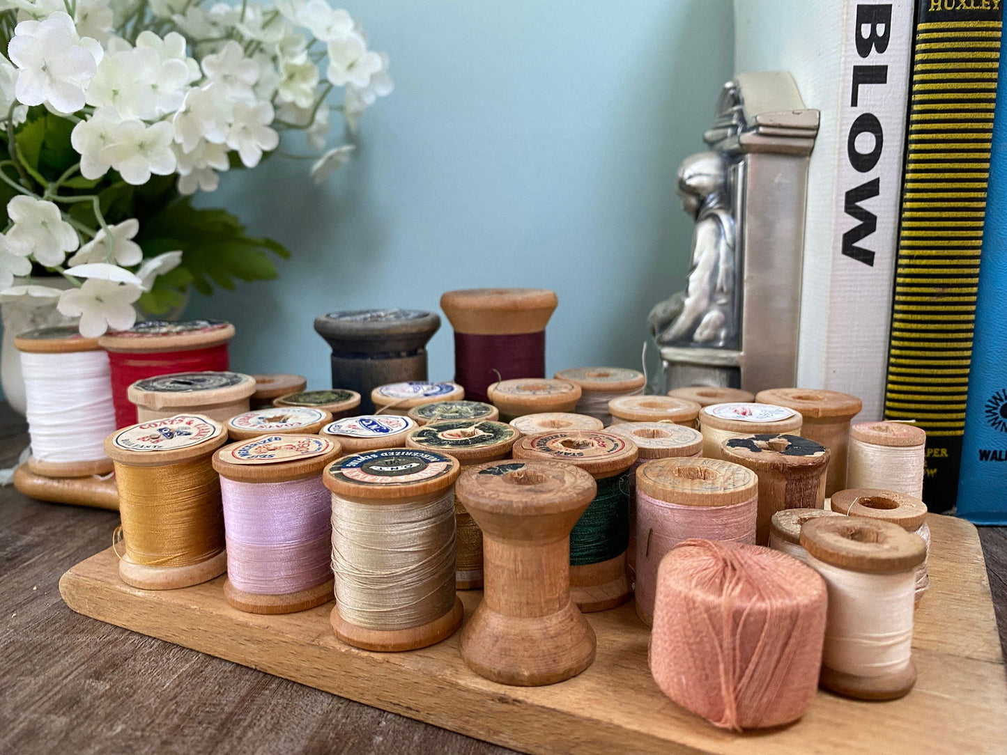 Vintage Thread Wood Spools at Duckwells