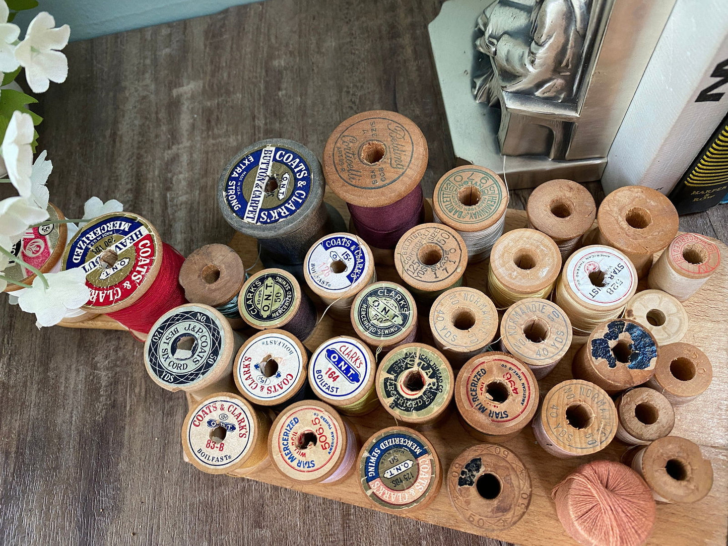 Vintage Thread Wood Spools at Duckwells