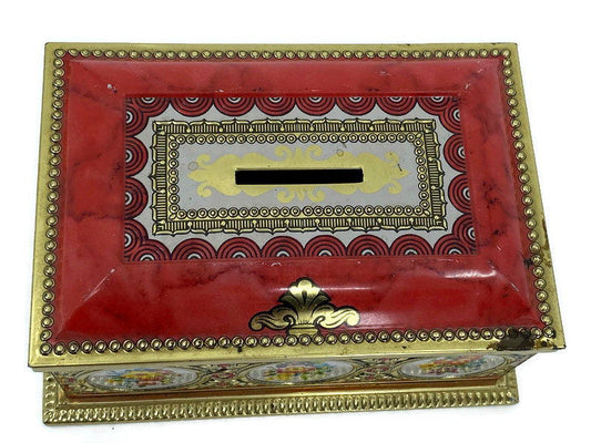 Vintage Western Germany Tin Treasure Coin Bank at Duckwells