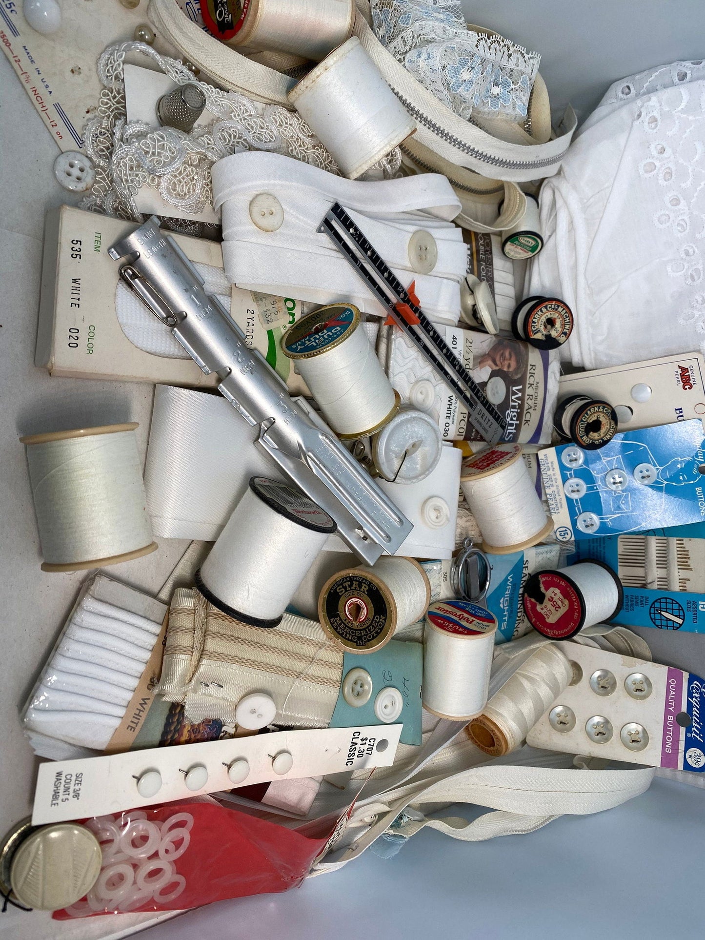 Vintage White Sewing Supplies - Duckwells