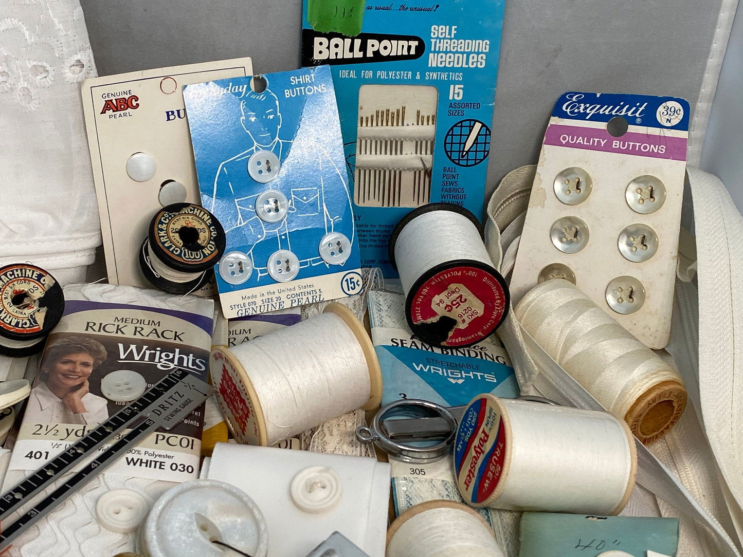 Vintage White Sewing Supplies - Duckwells