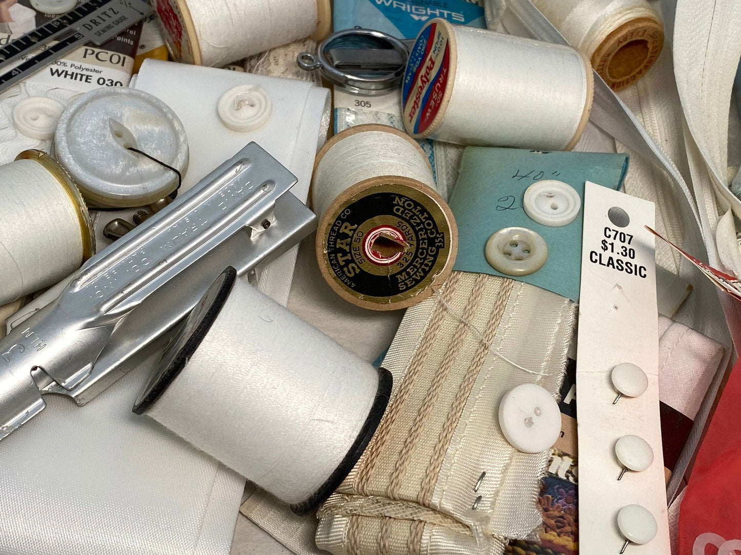 Vintage White Sewing Supplies - Duckwells