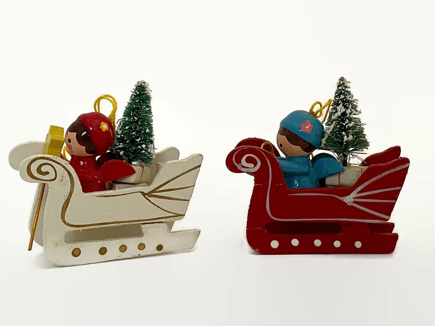 Vintage Wood Christmas Ornaments circa 1970s Made in Taiwan at Duckwells