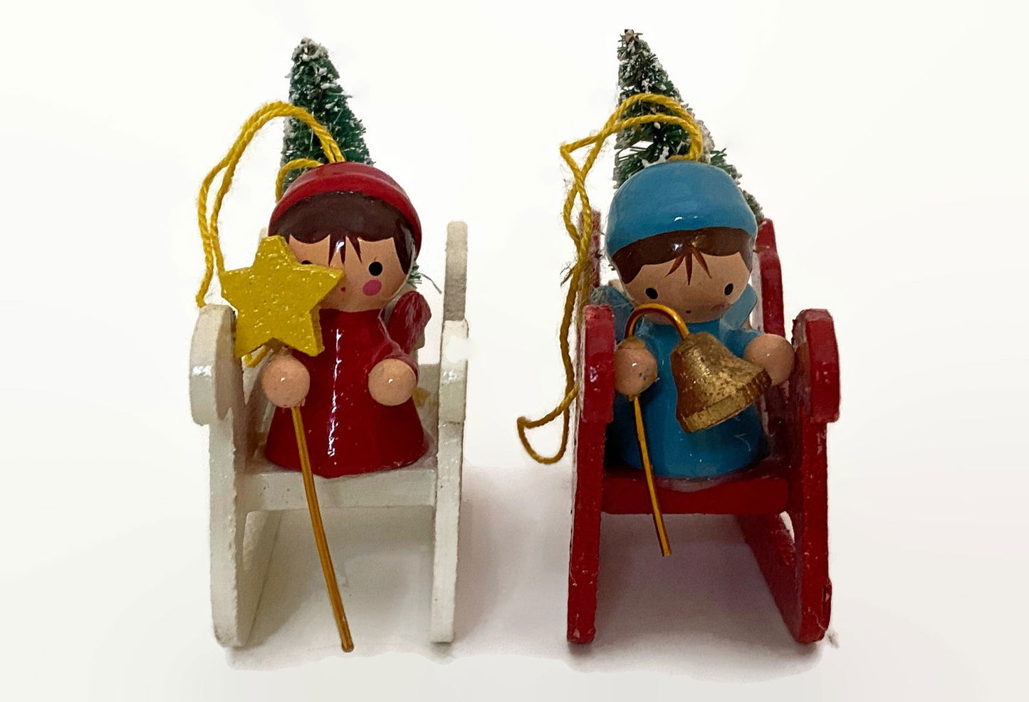 Vintage Wood Christmas Ornaments circa 1970s Made in Taiwan at Duckwells