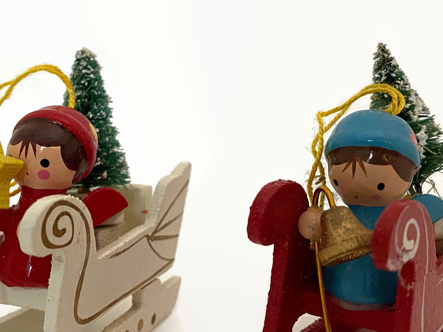 Vintage Wood Christmas Ornaments circa 1970s Made in Taiwan at Duckwells
