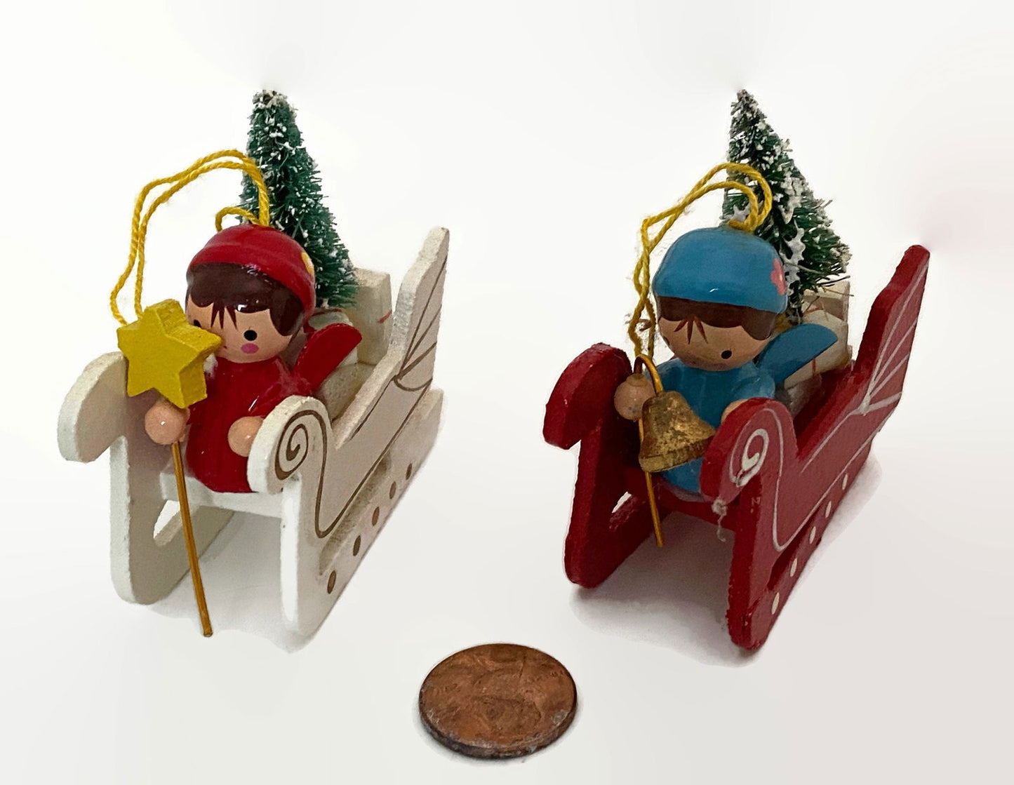 Vintage Wood Christmas Ornaments circa 1970s Made in Taiwan at Duckwells