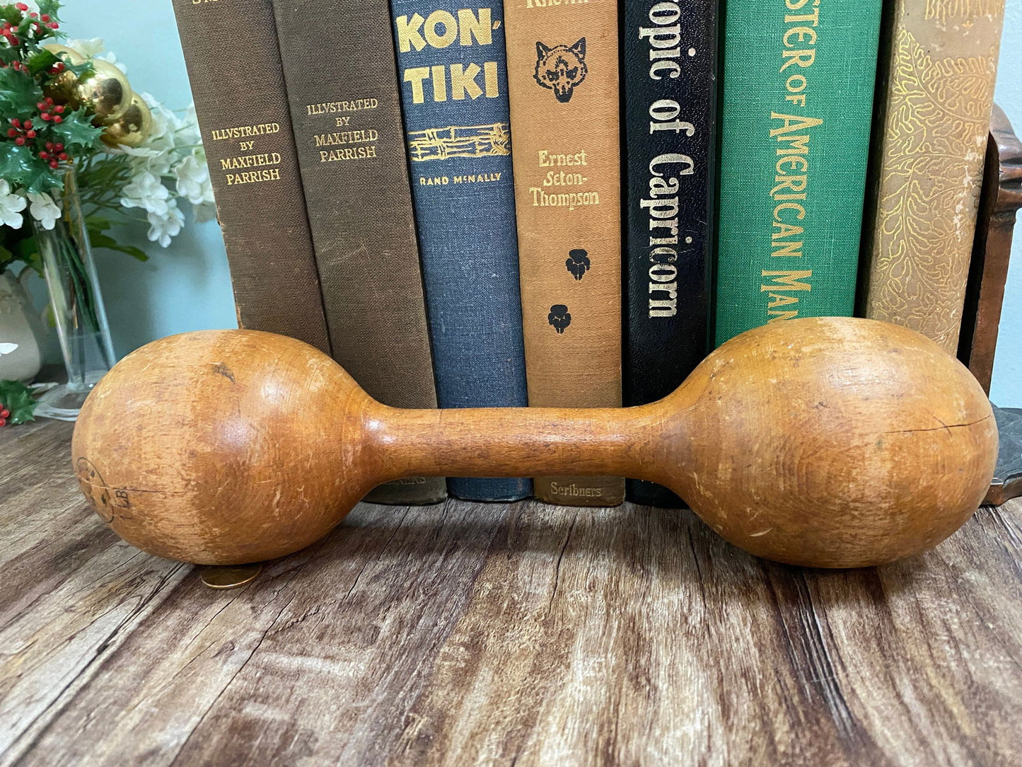 Vintage Wooden 1 Pound Barbell at Duckwells