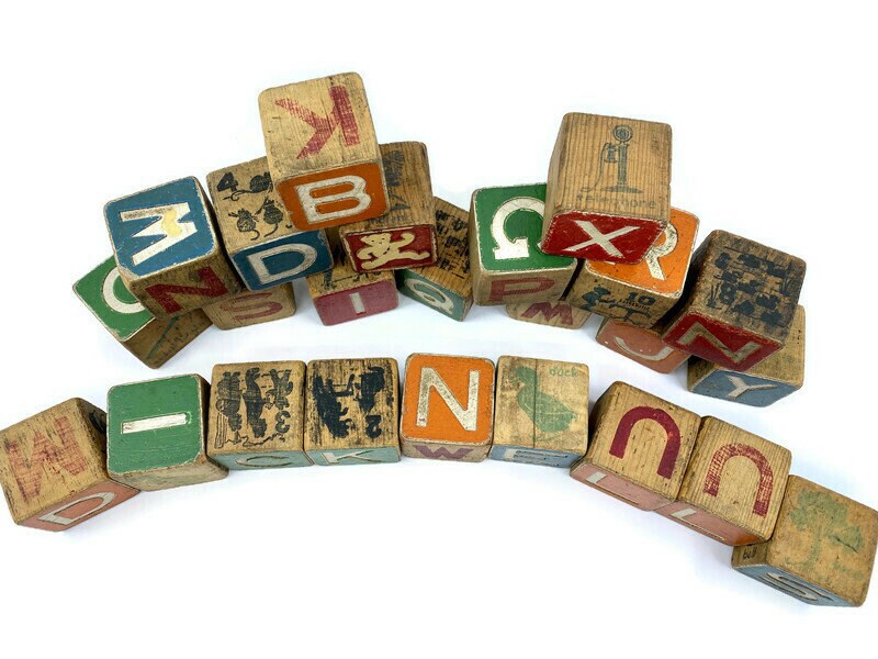 Vintage Wooden Toy Blocks at Duckwells