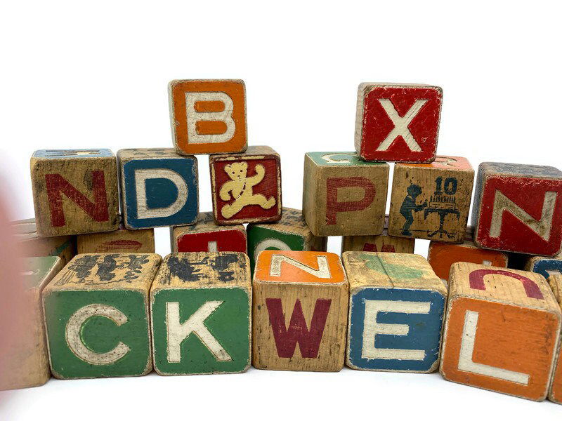 Vintage Wooden Toy Blocks at Duckwells