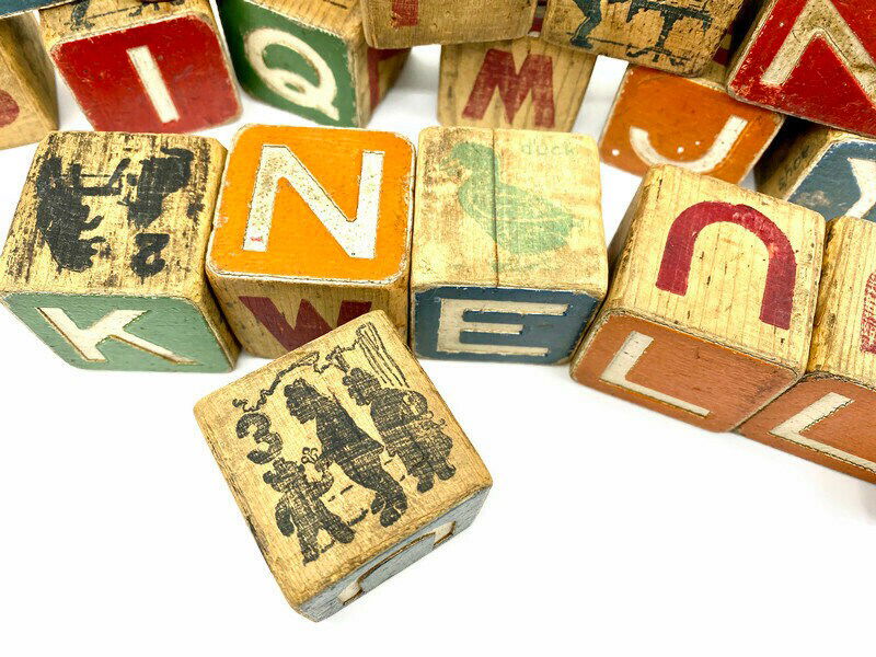 Vintage Wooden Toy Blocks at Duckwells