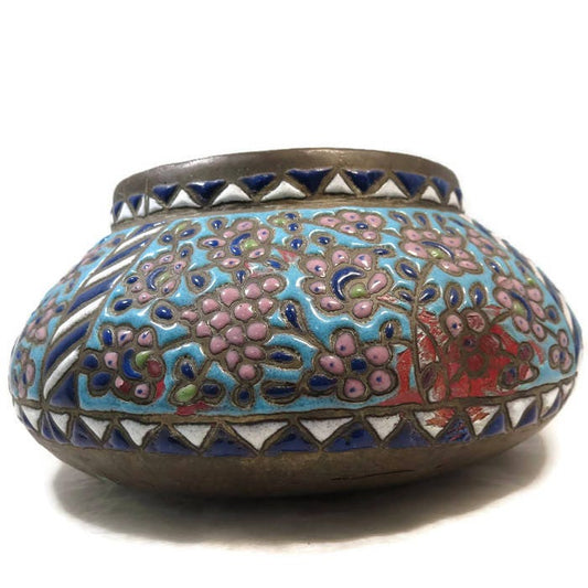 Antique Islamic Bowl, Middle Eastern Enameled Copper Bowl at Duckwells