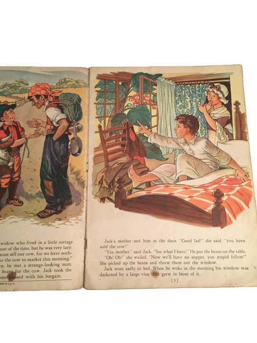 Antique Children's Book - Jack and the Beanstalk, Milo Winter Illustrations, 1939 Edition, Whitman Publishing, Collectible - Duckwells