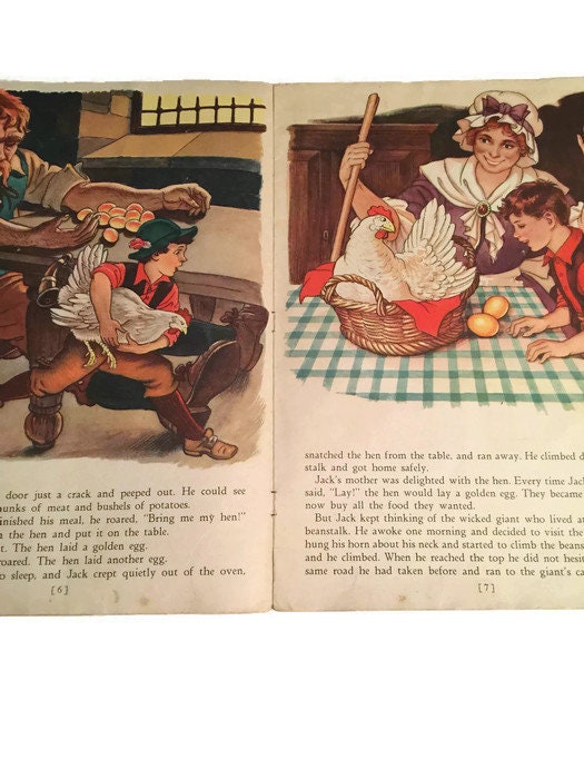Antique Children's Book - Jack and the Beanstalk, Milo Winter Illustrations, 1939 Edition, Whitman Publishing, Collectible - Duckwells