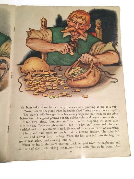 Antique Children's Book - Jack and the Beanstalk, Milo Winter Illustrations, 1939 Edition, Whitman Publishing, Collectible - Duckwells