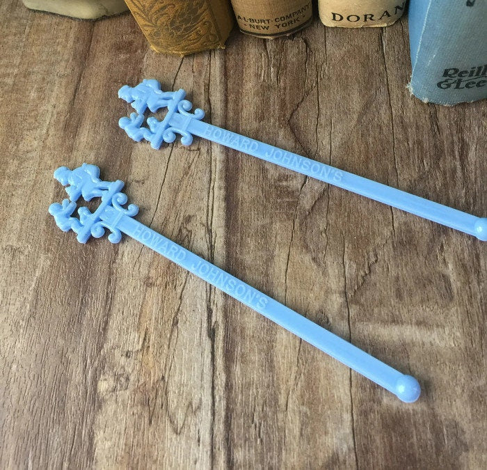 Mid Century Howard Johnson's Swizzle Sticks, Restaurant Souvenir Drink Stirrers - Duckwells