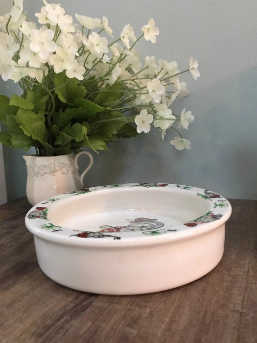 Vintage Elephant Baby Dish, Figgjo Flint Norway Ceramic Child's Bowl - Duckwells