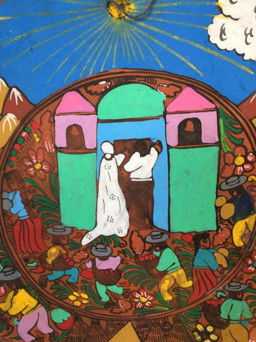 Mexican Folk Art Plate, Red Clay Wedding Dish at Duckwells