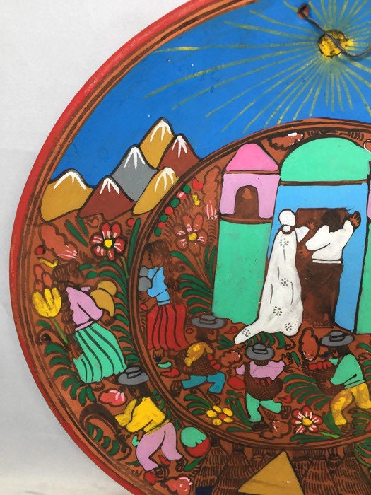 Mexican Folk Art Plate, Red Clay Wedding Dish - Duckwells