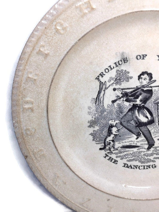 Antique Frolics of Youth Child's Alphabet Plate at Duckwells