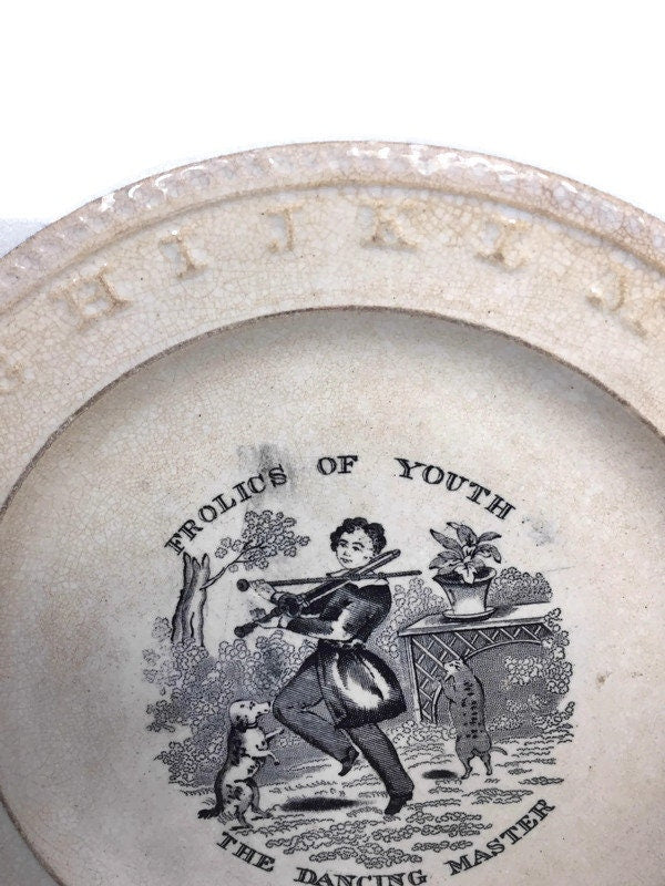 Antique Frolics of Youth Child's Alphabet Plate at Duckwells