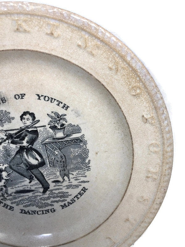 Antique Frolics of Youth Child's Alphabet Plate at Duckwells