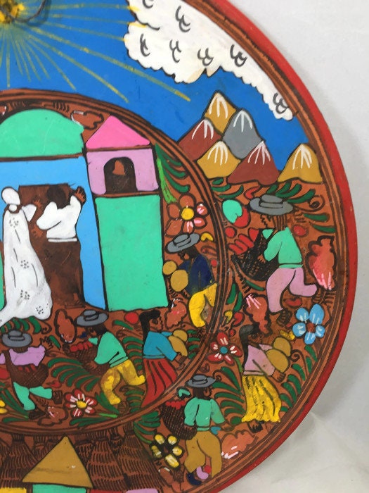 Mexican Folk Art Plate, Red Clay Wedding Dish - Duckwells