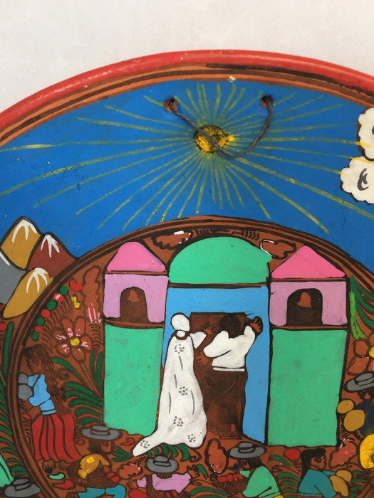 Mexican Folk Art Plate, Red Clay Wedding Dish - Duckwells