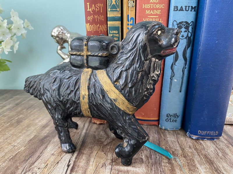Vintage Cast Iron Dog Bank, Rustic Animal Collectible Home Decor at Duckwells