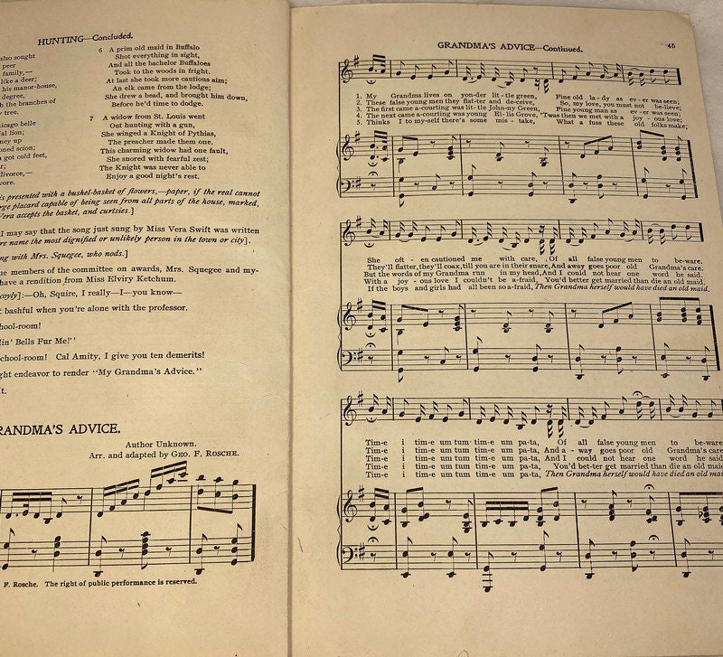 1908 Antique Book, The Singing School, A Farce in Two Acts at Duckwells