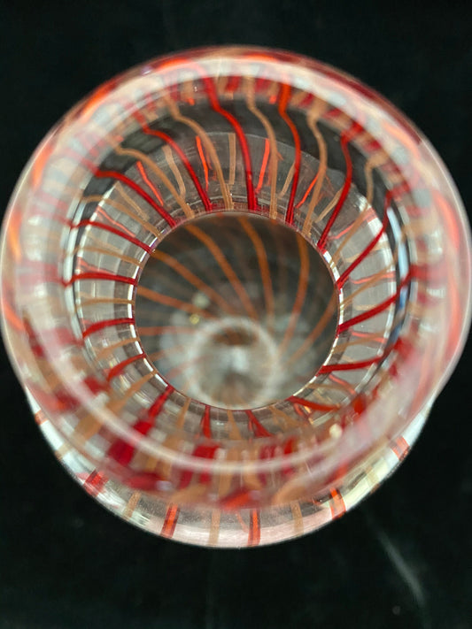 Mid century Murano Glass Vase by Venini, Red and Gold Swirling Stripes A Canne Art Glass at Duckwells