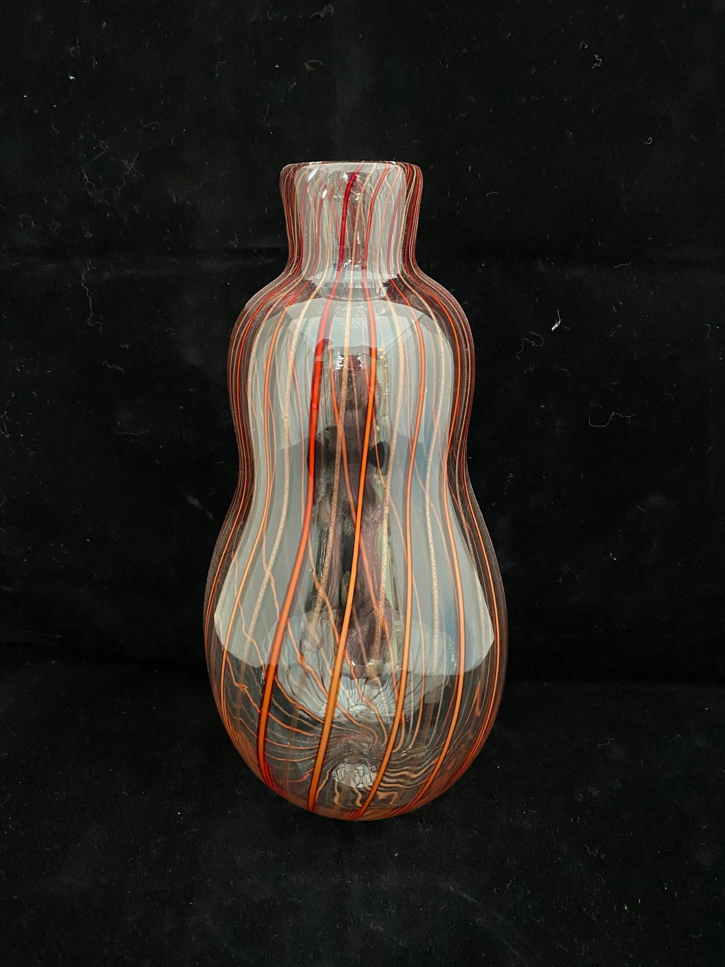 Mid century Murano Glass Vase by Venini, Red and Gold Swirling Stripes A Canne Art Glass at Duckwells